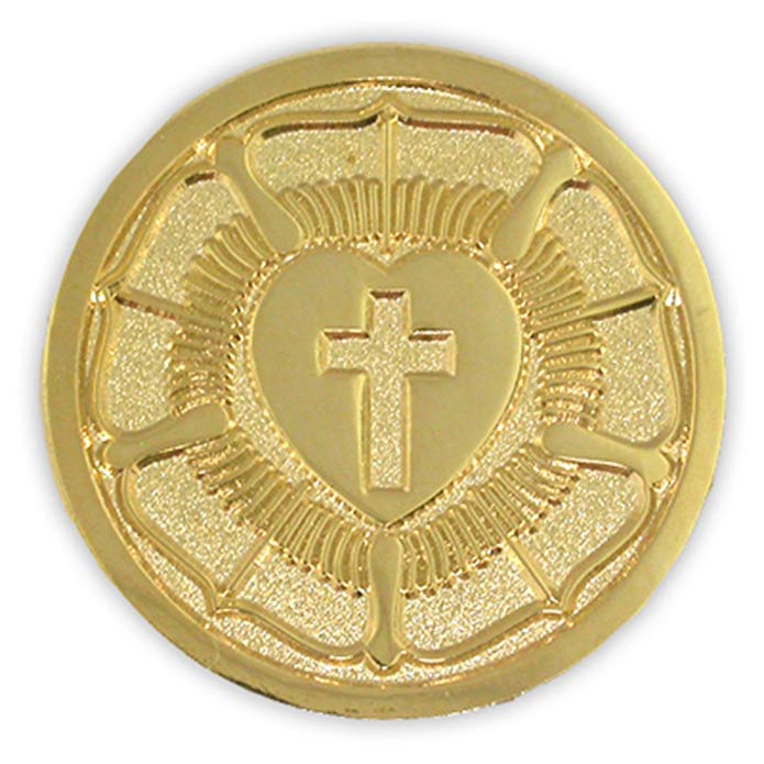 PinMart Gold Plated Lutheran Seal Luther Rose Religious Lapel Pin