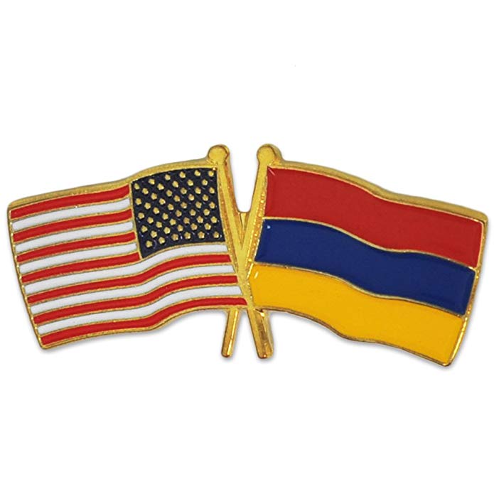 PinMart USA and Armenia Crossed Friendship Flag Enamel Lapel Pin