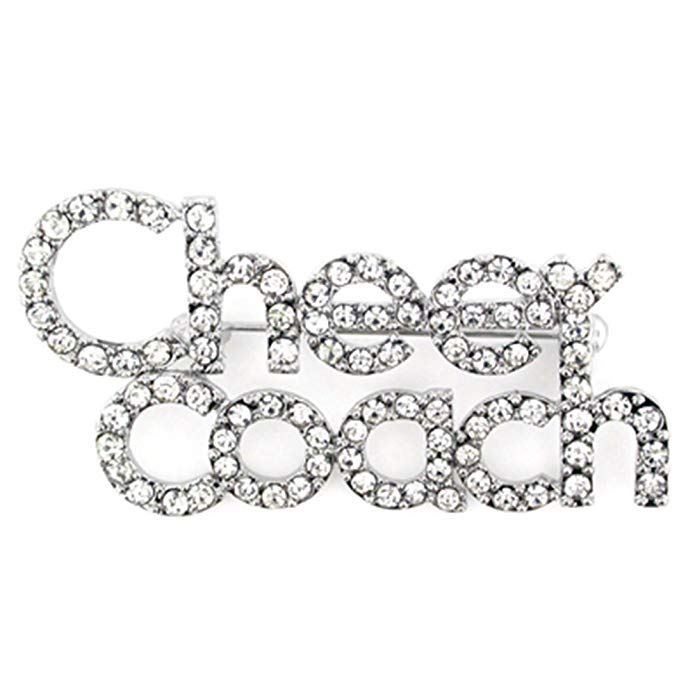 PinMart Silver Plated Rhinestone Cheer Coach Brooch Pin