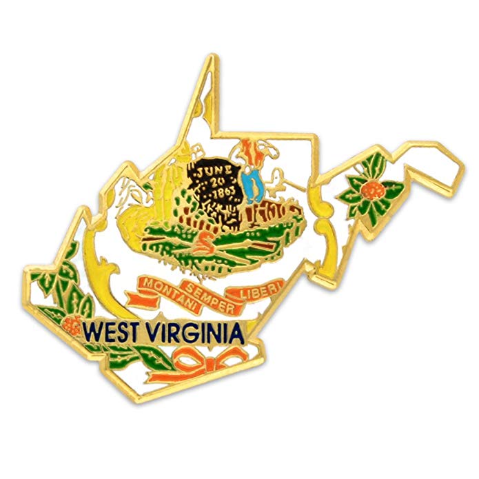 PinMart State Shape of West Virginia and West Virginia Flag Lapel Pin