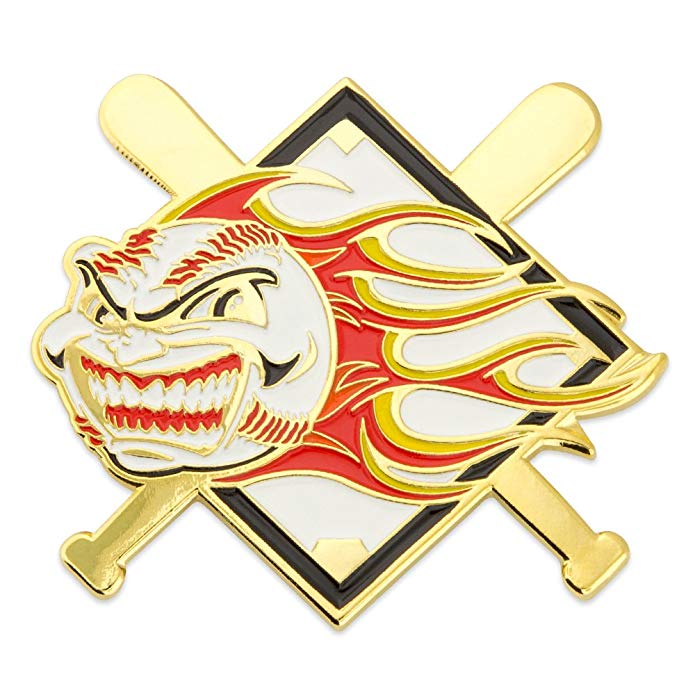 PinMart Baseball Flaming Ball Sports Trading Enamel Lapel Pin