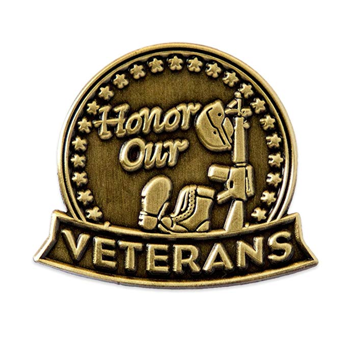 PinMart Antique Bronze Honor Our Veterans Military Lapel Pin