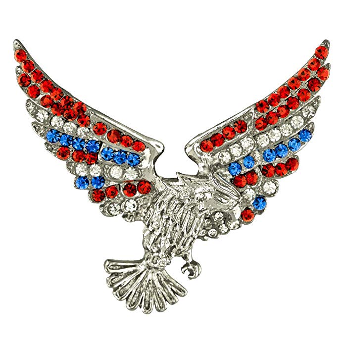 PinMart Rhinestone American Flag Patriotic Eagle Lapel Pin