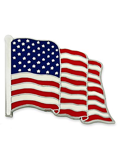 PinMart Made in USA American Flag Jewelry Qualtiy Silver Enamel Lapel Pin