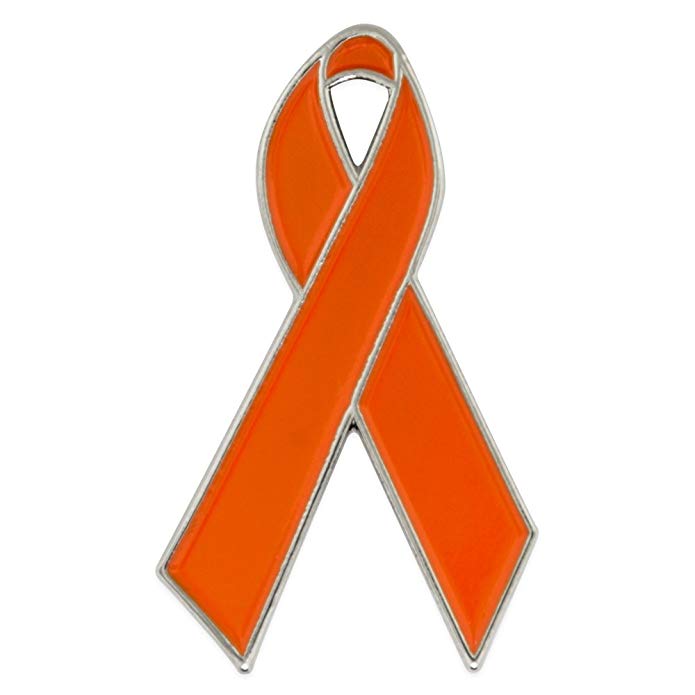 PinMart Orange Awareness Ribbon Enamel Lapel Pin