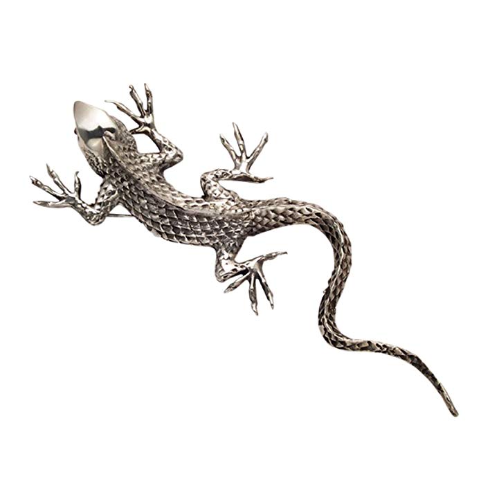 Large Sterling Silver Gecko Pin