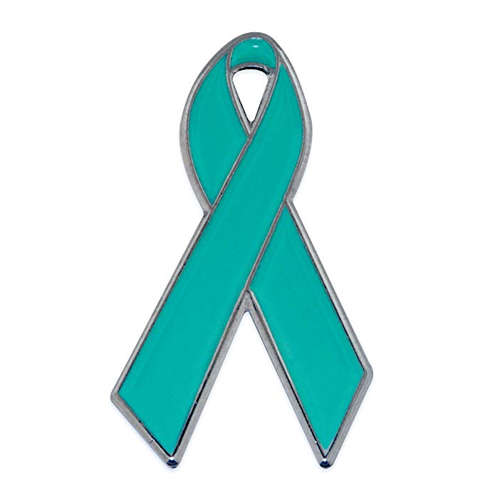 PinMart Teal Awareness Ribbon Enamel Lapel Pin