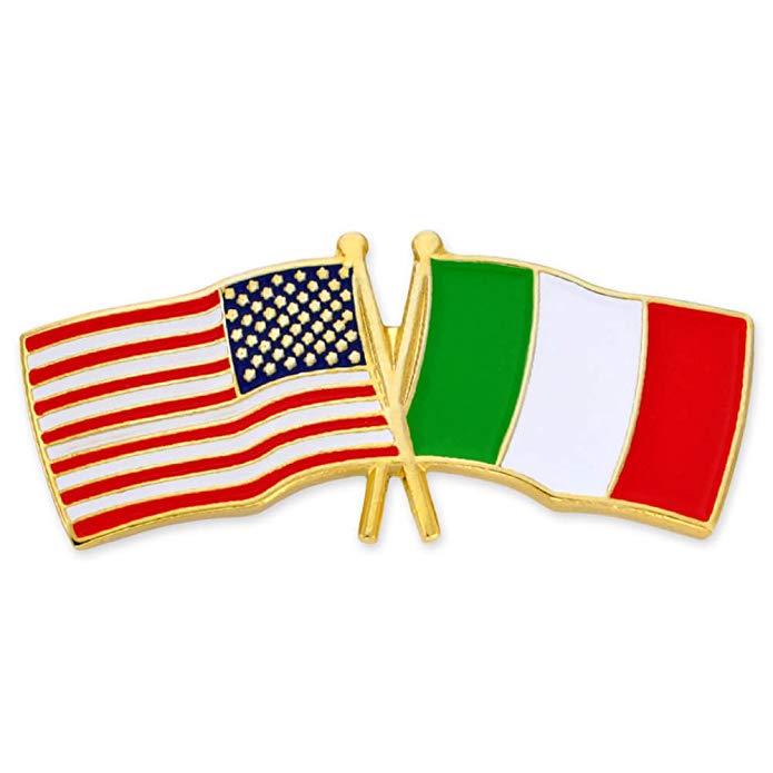 PinMart USA and Italy Crossed Friendship Flag Enamel Lapel Pin