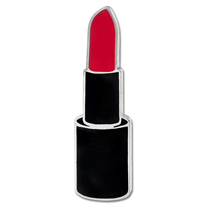 PinMart Glamourous Red Lipstick Make-Up Cosmetics Trendy Enamel Lapel Pin