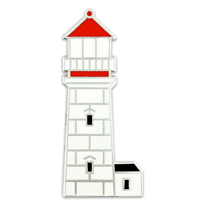 PinMart White Brick Lighthouse Nautical Enamel Lapel Pin