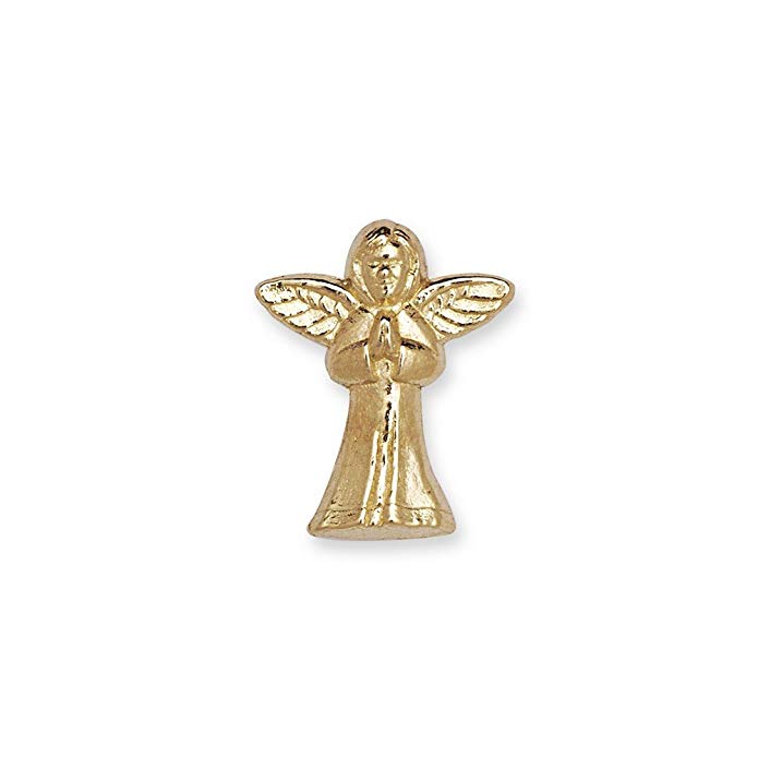 14k Yellow Gold Praying Angel Lapel Pin 12x10mm