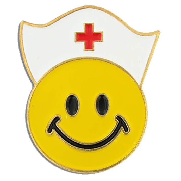 PinMart Yellow Smiley Face with Nurse Cap Nursing Enamel Lapel Pin