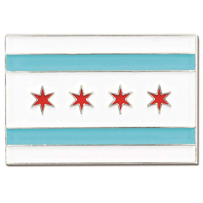 PinMart Rectangle City of Chicago Flag Enamel Lapel Pin