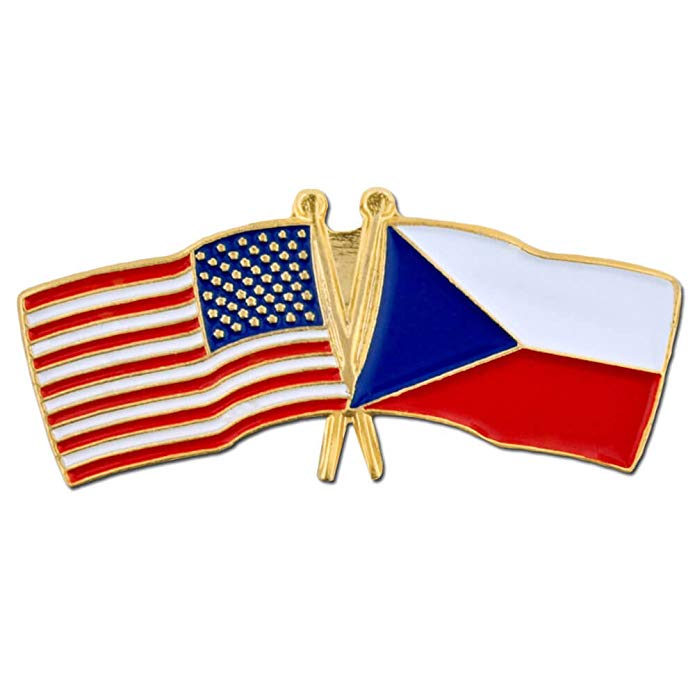 PinMart USA and Czech Crossed Friendship Flag Enamel Lapel Pin