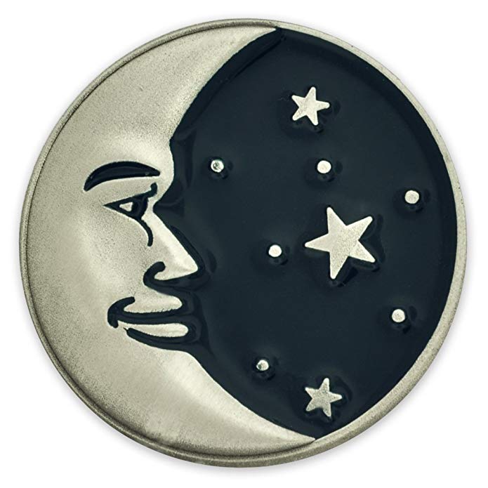 PinMart Astrology Moon Face and Stars Enamel Lapel Pin