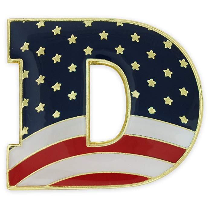 PinMart American Flag Democratic Party D Patriotic Enamel Lapel Pin