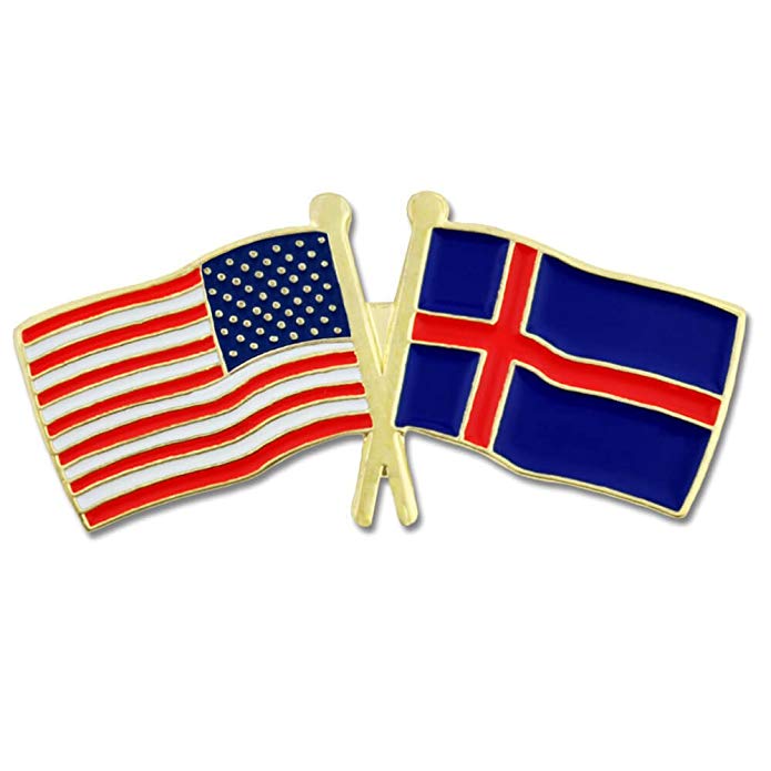 PinMart USA and Iceland Crossed Friendship Flag Enamel Lapel Pin