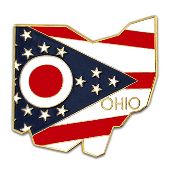 PinMart State Shape of Ohio and Ohio Flag Lapel Pin