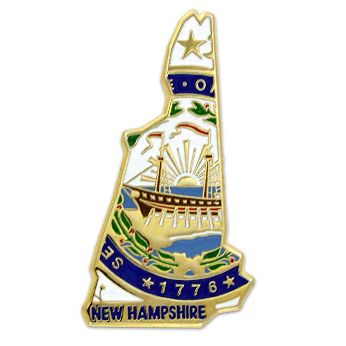 PinMart State Shape of New Hampshire and New Hampshire Flag Lapel Pin