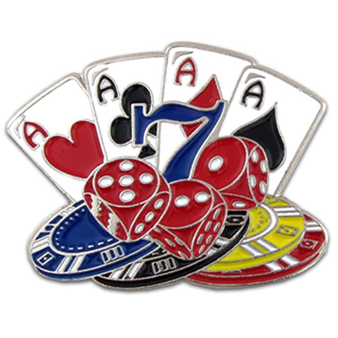 PinMart Playing Cards, Dice and Poker Chips Lapel Pin 1