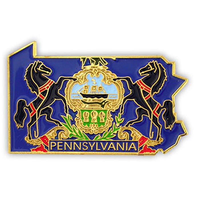 PinMart State Shape of Pennsylvania and Pennsylvania Flag Lapel Pin