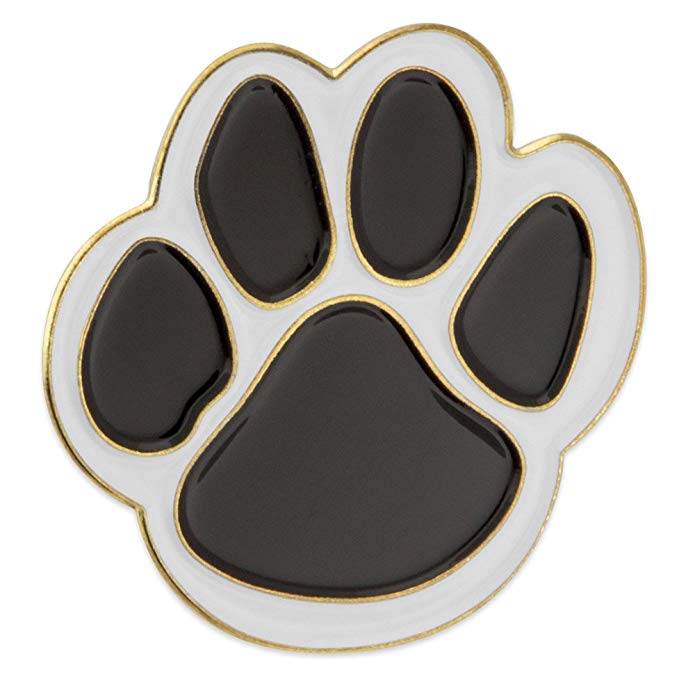 PinMart Black and White Animal Paw Print School Mascot Enamel Lapel Pin