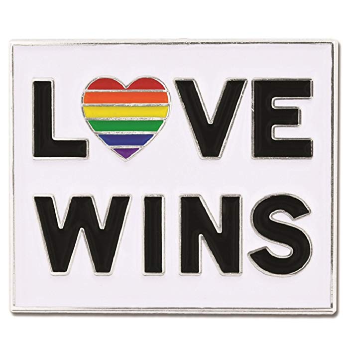 PinMart Love Wins Gay Pride Rainbow Heart LGBT Enamel Lapel Pin