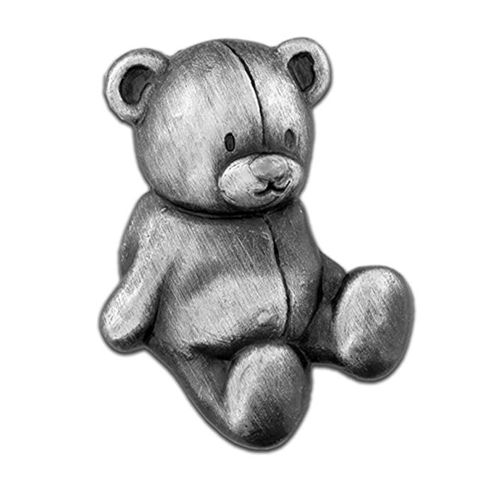 PinMart Antique Silver Teddy Bear Stuffed Animal Lapel Pin