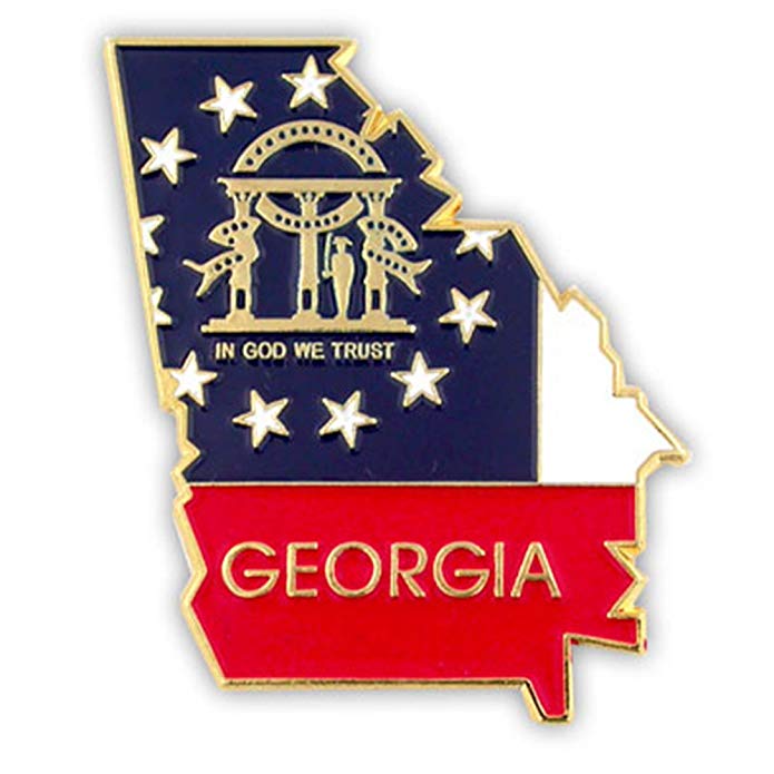 PinMart State Shape Georgia Georgia Flag Lapel Pin 1-1/4