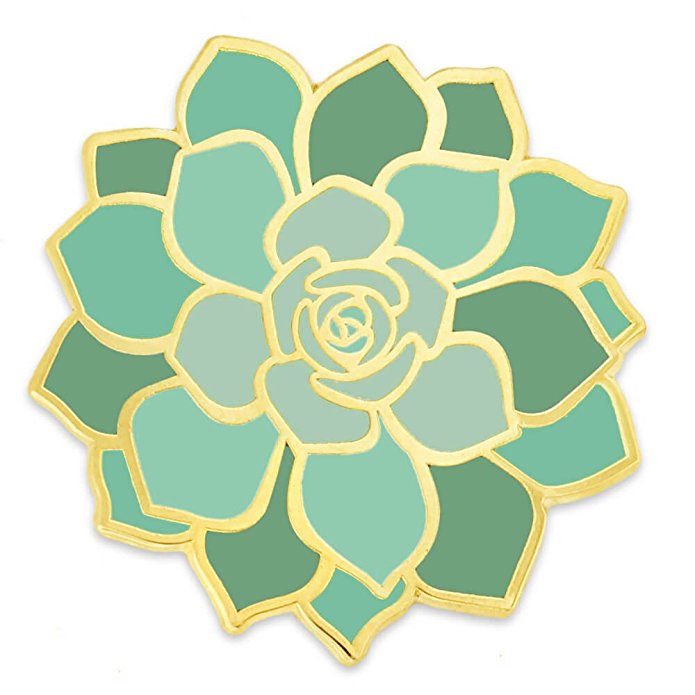 PinMart Green Succulent Flower Trendy Enamel Lapel Pin