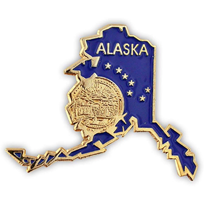 PinMart State Shape of Alaska with the Alaska Flag Lapel Pin 1-1/4