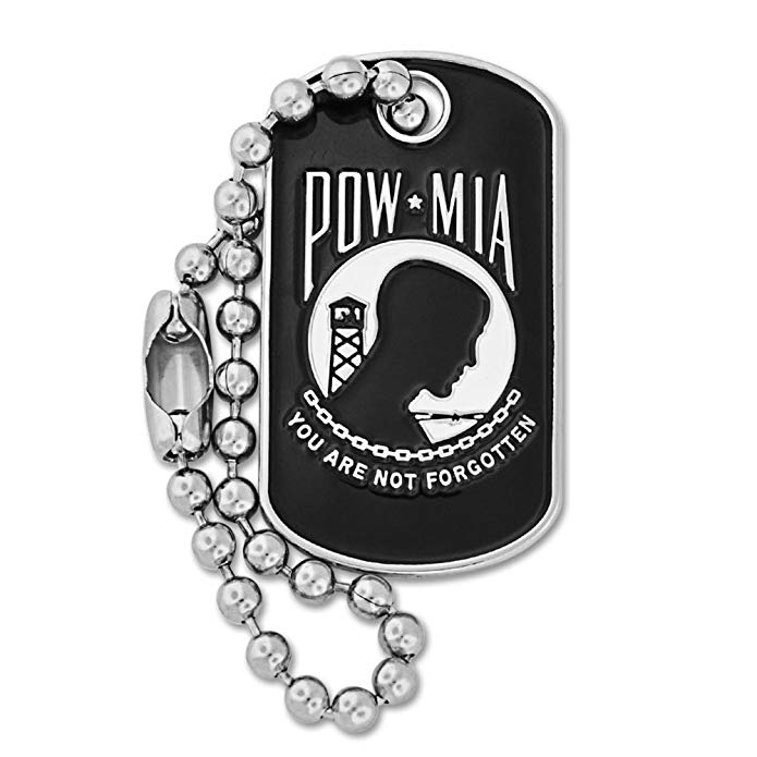 PinMart Military P.O.W./M.I.A. Dog Tag Key Chain Enamel Lapel Pin