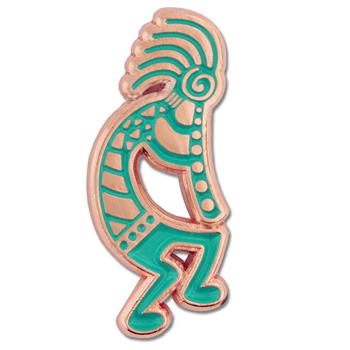 PinMart Kokopelli Fertility God Tribal Teal & Copper Lapel Pin