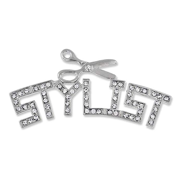 PinMart Hair Stylist Scissors Rhinestone Crystal Brooch Pin Spa Gift 2-3/4