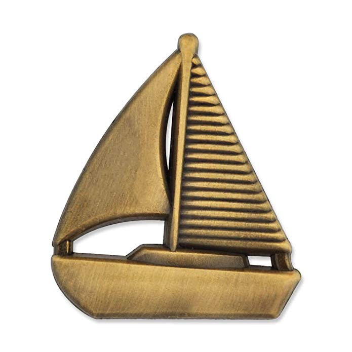 PinMart Antique Gold 3D Nautical Sailboat Lapel Pin