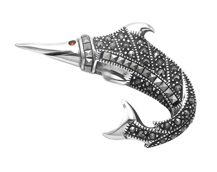 Sterling Silver & Marcasite Swordfish Pin