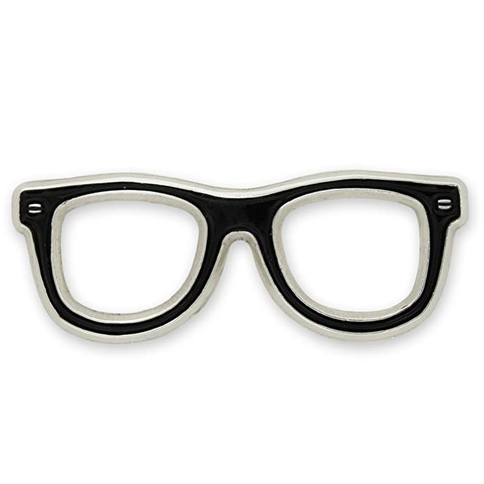 PinMart Black Glasses Frames Eyeglasses Enamel Lapel Pin