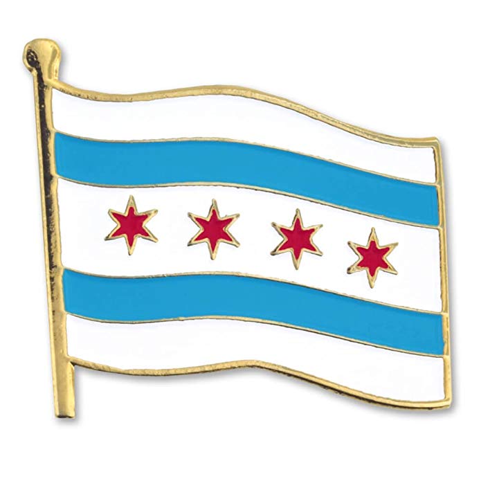 PinMart City of Chicago Flag Enamel Lapel Pin