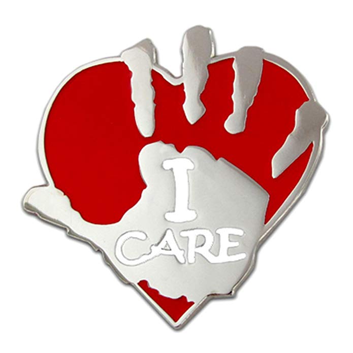 PinMart I Care Volunteer Heart Hand Lapel Pin