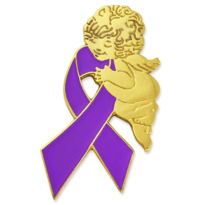 PinMart Purple Domestic Violence Awareness Ribbon Angel Enamel Lapel Pin