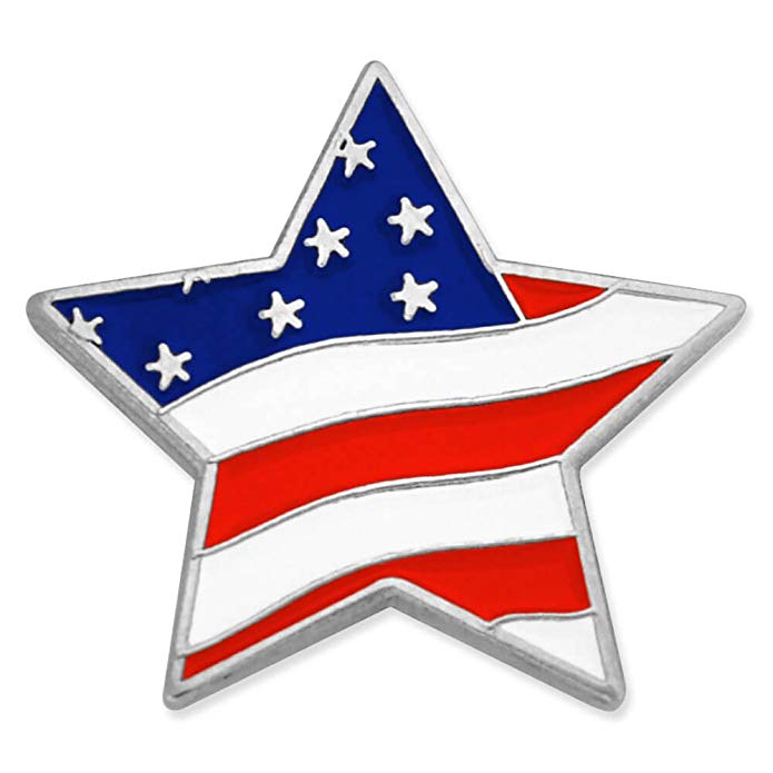 PinMart Star Shaped American Flag Patriotic Lapel Pin