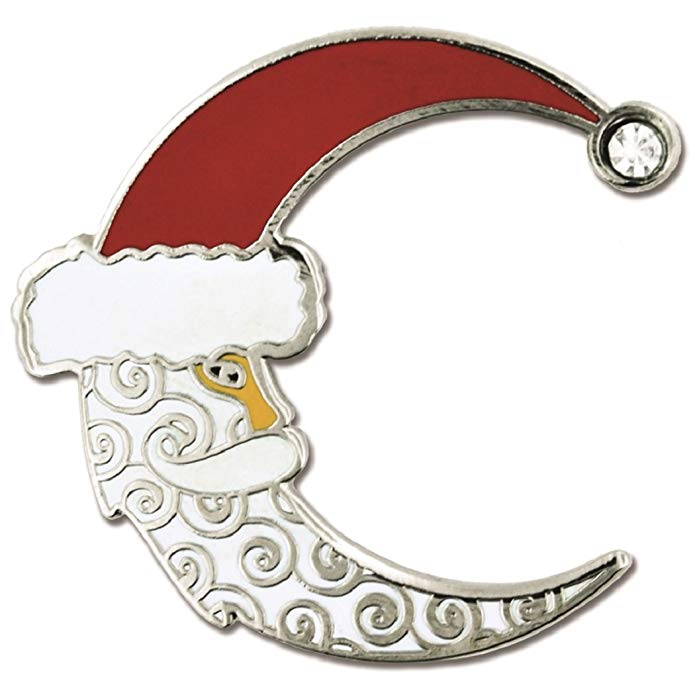 PinMart Crescent Moon Christmas X-Mas Santa Hat Enamel Lapel Pin