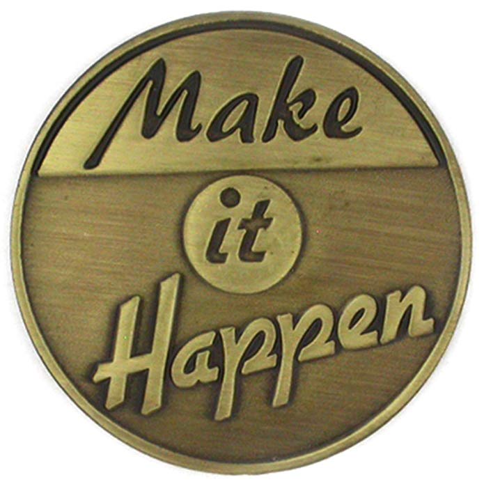 PinMart Antique Bronze Make It Happen Corporate Motivation Lapel Pin