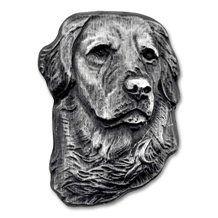 PinMart Silver 3D Golden Retriever Dog Breed Dog Lover Lapel Pin