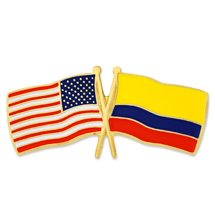 PinMart USA and Colombia Crossed Friendship Flag Enamel Lapel Pin