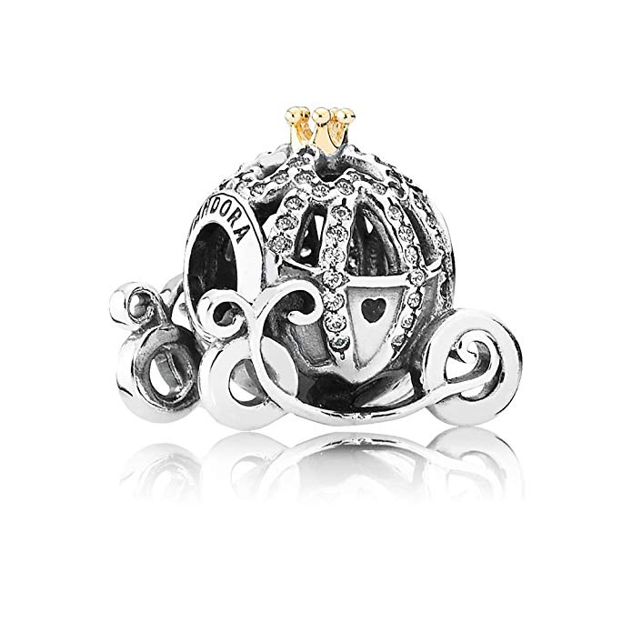 791573CZ Pandora Silver & 14K Gold Disney Cinderella's Pumpkin Coach Bead