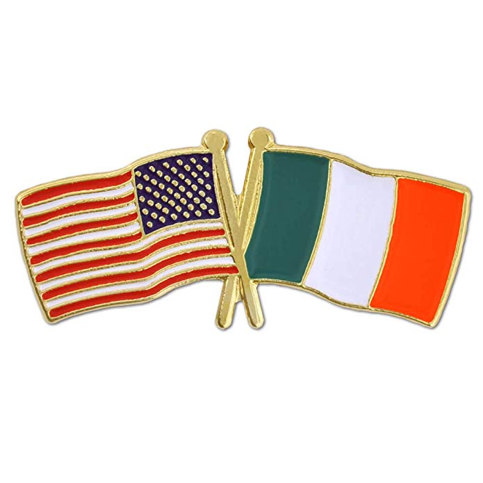 PinMart USA and Ireland Crossed Friendship Flag Enamel Lapel Pin