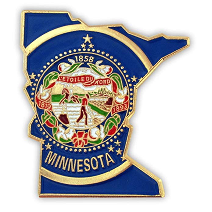 PinMart State Shape of Minnesota and Minnesota Flag Lapel Pin