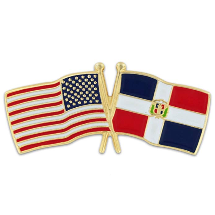 PinMart USA and Dominican Republic Crossed Friendship Flag Enamel Lapel Pin