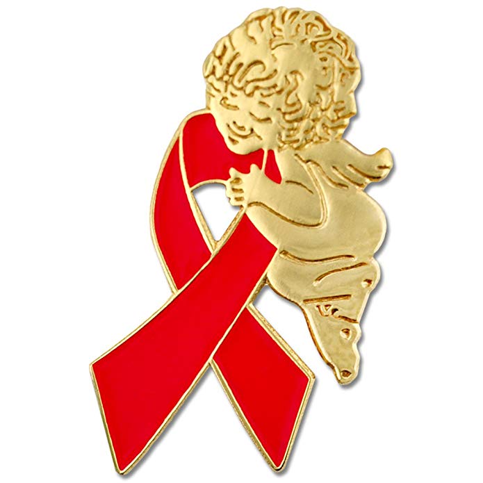 PinMart Red Awareness Ribbon Religious Spiritual Angel Enamel Lapel Pin